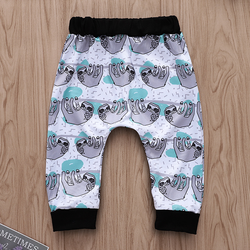 Baby Girls Boys Clothes Sets Spring Autumn Fashion Child Outfits Black Sloth Branch-Printed Long-Sleeve Hoodie Pantsuit Kids Clothing