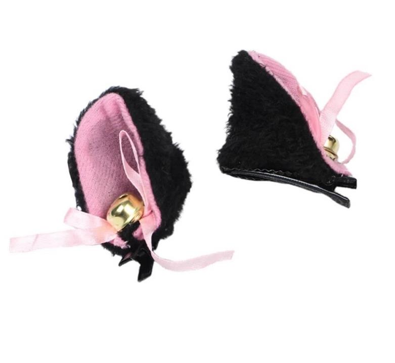 Anime Hairclips Furry Fur Lolita Hairpins Cosplay Neko Cat Ears Barrettes with Bell Halloween Party Headpiece