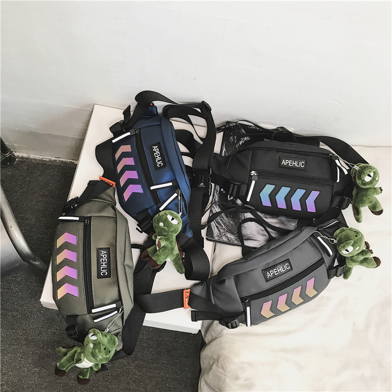 hbp chest bags mens sports messenger backpack reflective shoulder bag hip hop personality street student waist bag