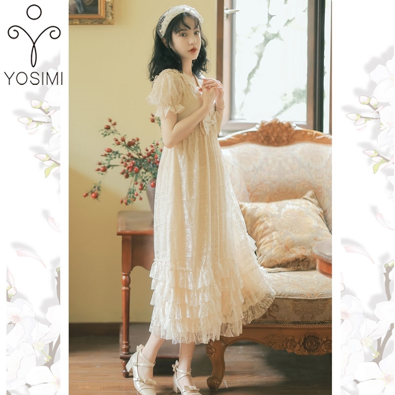 YOSIMI Summer Beige Lace Ruffles Cake Dress Fraiy V-neck A-Line Ankle-Length Short Sleeve Evening Party Women Elegan 210604, Champagne
YOSIMI Summer Beige Lace Ruffles Cake Dress Fraiy V-neck A-Line Ankle-Length Short Sleeve Evening Party Women Elegan 210604, Champagne