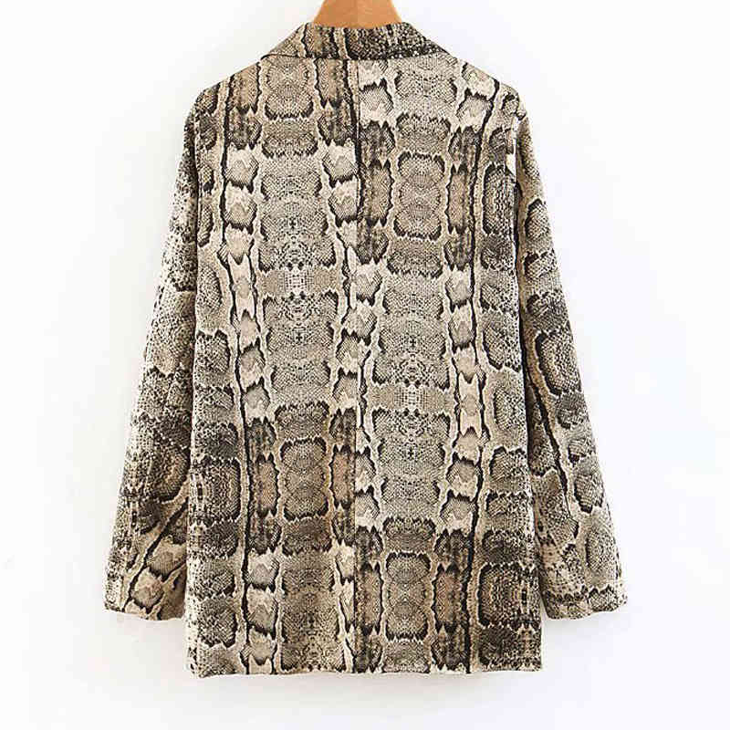201 spring snake print long suit female retro temperament ch elegant office lapel small suit jacket 210507