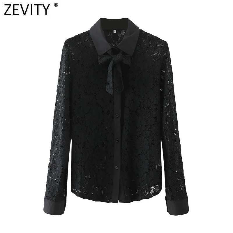 Zevity Women Sexy Perspective Black Lace Casual Smock Blouse Female Turn Down Collar Bow Tied Shirt Chic Blusas Tops LS7611 210603, As pic ls7610dt
Zevity Women Sexy Perspective Black Lace Casual Smock Blouse Female Turn Down Collar Bow Tied Shirt Chic Blusas Tops LS7611 210603, As pic ls7610dt