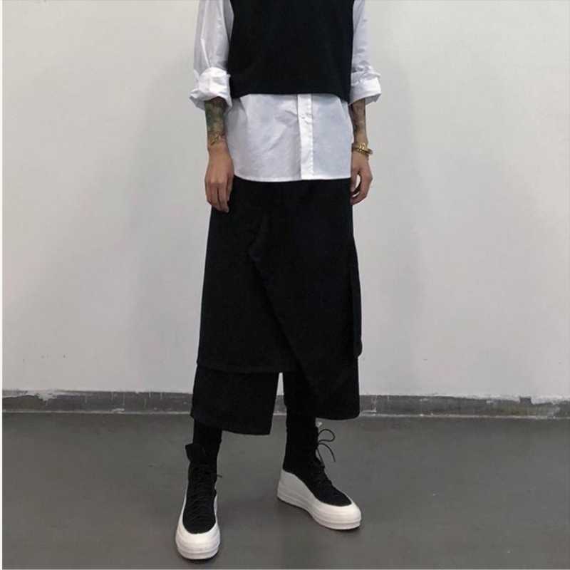 Korean Youth Casual Cropped Harem Pants Loose Fashion Trend Black Low Crotch Men Men's