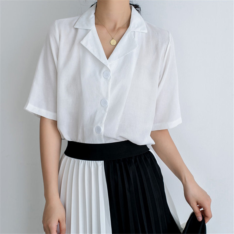 Preppy Style Solid Summer Thin Gentle Loose Large Size Simple High Quality Tops All Match Short Sleeve Shirts 210421