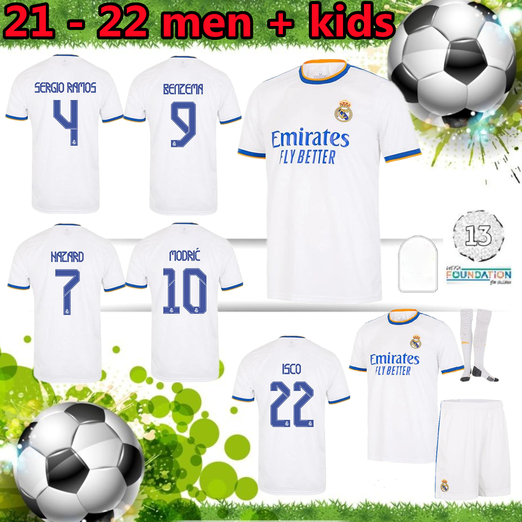 REAL MADRID soccer jerseys 21 22 BENZEMA football shirts ALABA HAZARD SERGIO RAMOS ASENSIO MODRIC MARCELO casa maison royale men + kids kit 2021 2022 uniforms fourth, Kids away
REAL MADRID soccer jerseys 21 22 BENZEMA football shirts ALABA HAZARD SERGIO RAMOS ASENSIO MODRIC MARCELO casa maison royale men + kids kit 2021 2022 uniforms fourth, Kids away