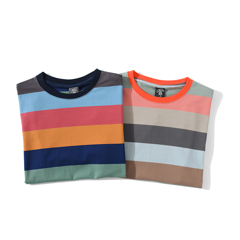 BOLUBAO Summer Harajuku T Shirt Male Striped T-Shirt Fashion Streetwear Men Skate Tee Shirts Slim Clothes 210518