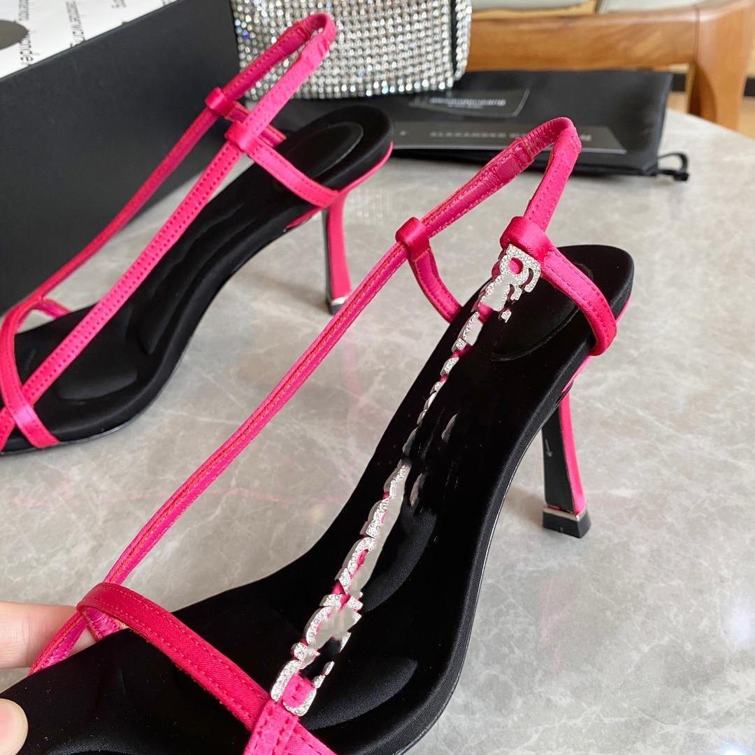 2022 Satin platform high heel sandals crystal embellished rhinestone dinner shoes stiletto heel slippers ladies