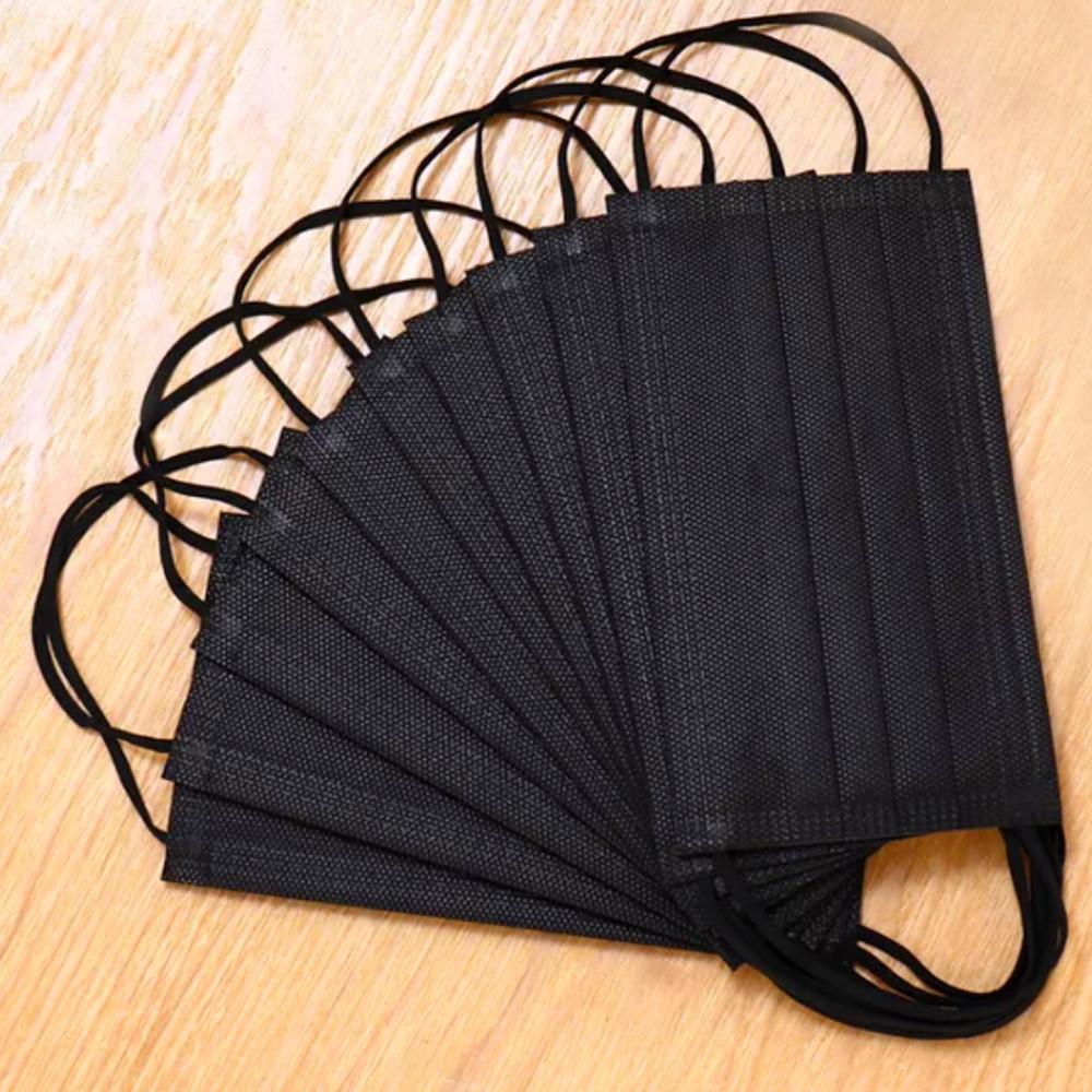 Disposable Face Masks USA in Stock Black 3-Layer Protection Sanitary Outdoor Mask with Earloop Mouth