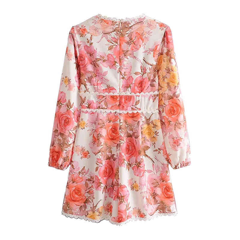 Summer Boho Style Floral Print Playsuit Women Lace Patchwork Sexy Deep V Neck Beach Jumpsuit Lady Lantern Sleeve Romper 210414