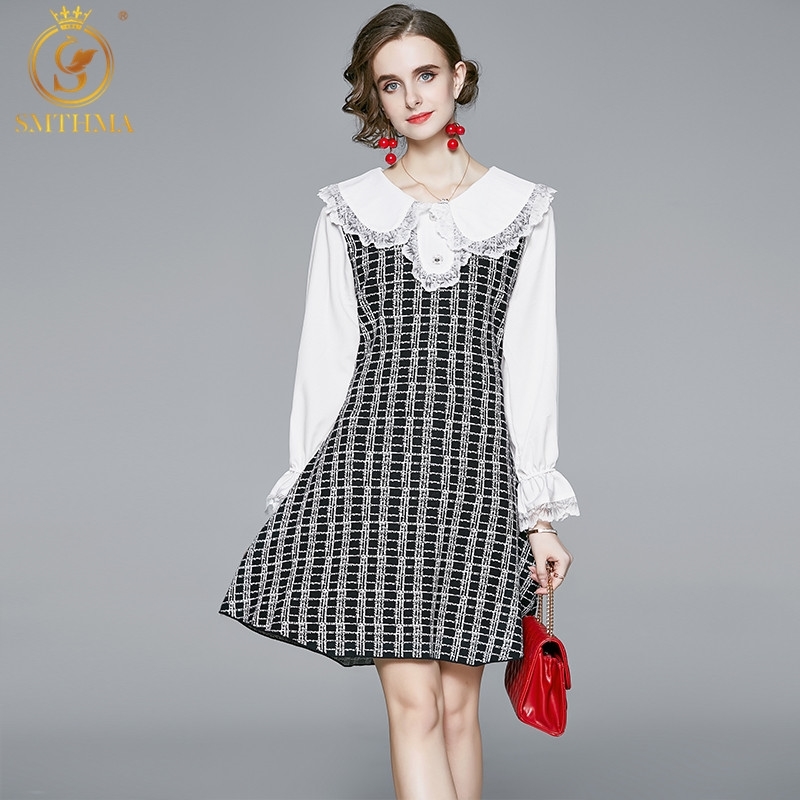 Autumn Winter Knit Plaid Sweater Dresses Women Casual Office Lady Flare Sleeves Lace Patchwork Vestidos 210520, Photo color
Autumn Winter Knit Plaid Sweater Dresses Women Casual Office Lady Flare Sleeves Lace Patchwork Vestidos 210520, Photo color
