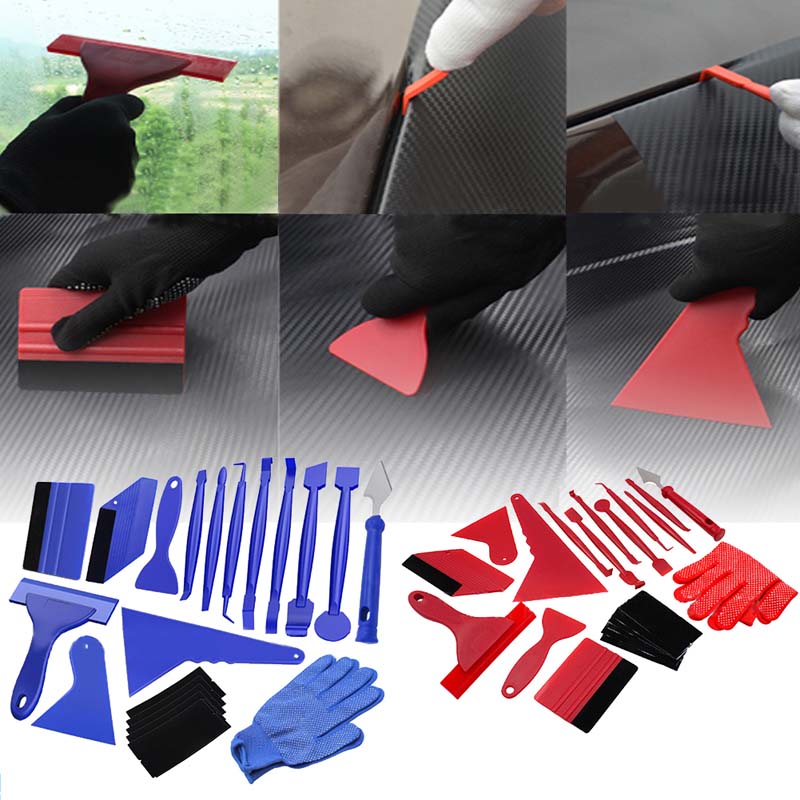 21pcs Portable Felt Edge Squeegee Tool Cars Vinyl Wrap Application Decal Scraper Auto Cleaning Car Brush Tools Accessories