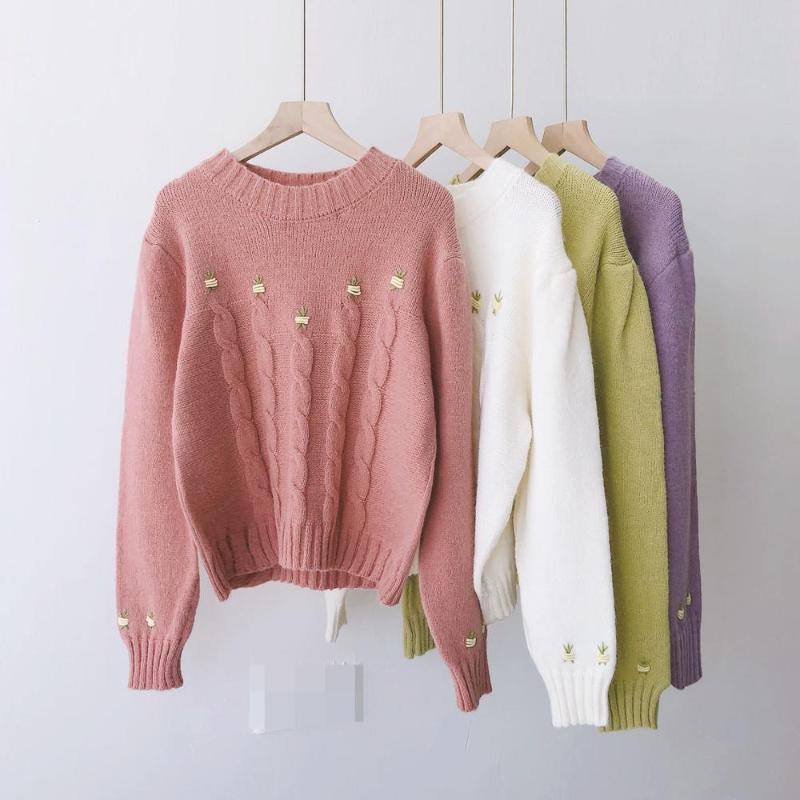 Women's Sweaters 2021 Pullover Soft Knitwear Sweater Winter Autumn Sweet Cute Girl Embroidery Flower Short 4 Color, Green
Women's Sweaters 2021 Pullover Soft Knitwear Sweater Winter Autumn Sweet Cute Girl Embroidery Flower Short 4 Color, Green
