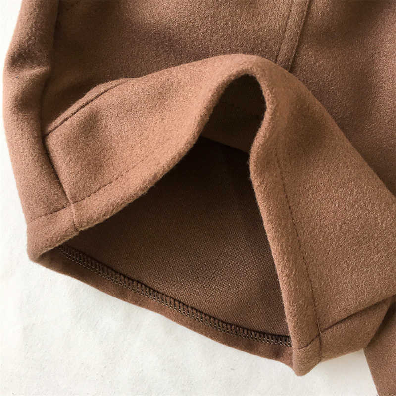 Women Shorts Autumn and Winter High Waist Shorts Solid Casual Loose Thick Warm Elastic Waist Straight Booty Shorts Pockets 210426