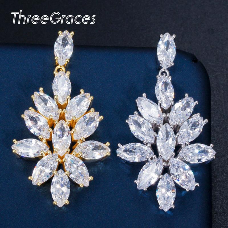 Dangle & Chandelier ThreeGraces High Quality Cubic Zirconia Crystal Long Leaf Earrings Yellow Gold Bridal Wedding Jewelry For Women ER473, Silver
Dangle & Chandelier ThreeGraces High Quality Cubic Zirconia Crystal Long Leaf Earrings Yellow Gold Bridal Wedding Jewelry For Women ER473, Silver