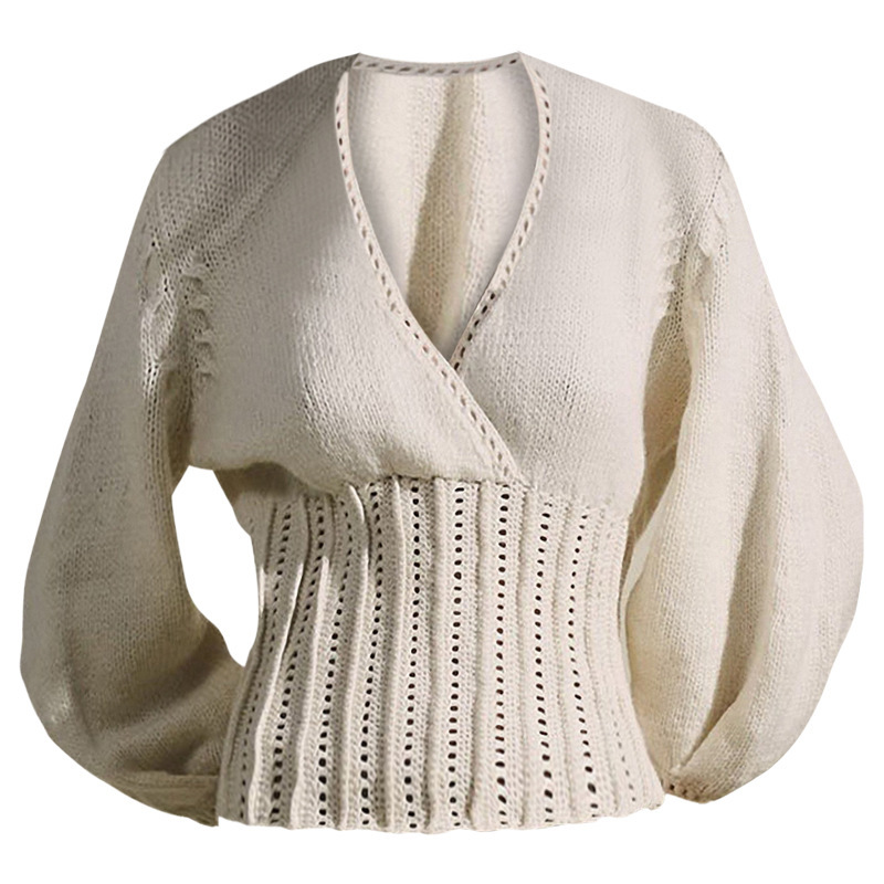 VKBN Spring Autumn Sweater Women and Pullovers V-Neck Lantern Sleeve Knitting Oversized Sweater Female 210507