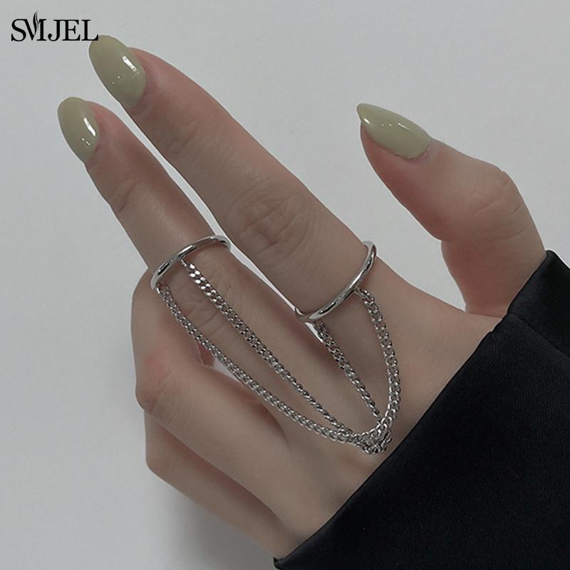 Wedding Rings Hip Hop Punk Chain Double Ring Set Women Fashion Open Metal Silver Color Geometric Party Jewelry Girls Gifts Friend, Slivery;golden
Wedding Rings Hip Hop Punk Chain Double Ring Set Women Fashion Open Metal Silver Color Geometric Party Jewelry Girls Gifts Friend, Slivery;golden