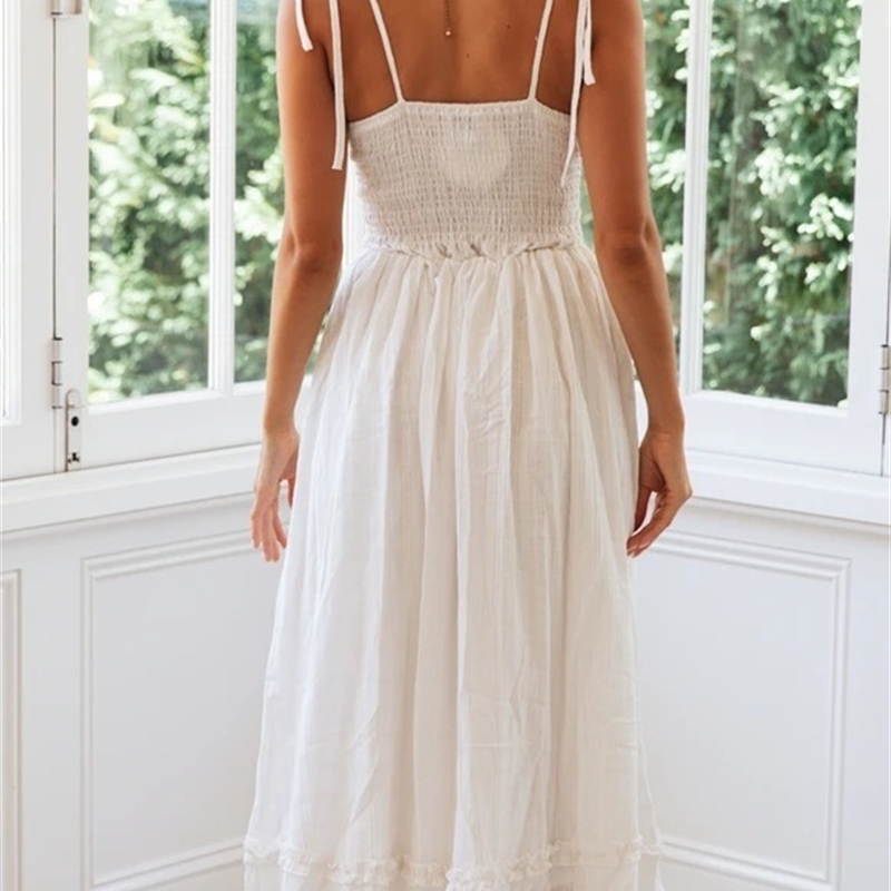 Foridol Solid White Summer Dress Boho Beach Women Clothing Casual Maxi Long Sundress for Women Spring Korean Harajuku Dress 210415