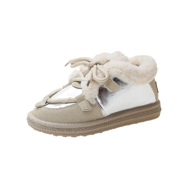 Boots Cute Wool Snow 2021 Winter Fashion Women's Flats Shoes Apricot Black Ankle