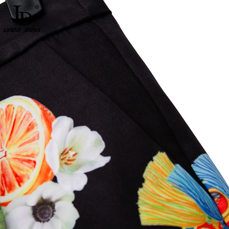 Fashion Runway Autumn Vintage Two Pieces Set Suits Women's Short Sleeve Beading Tops And Printed Long Pants 210522