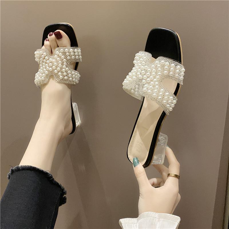 Slippers Women's Outside Font Stylish Beaded Comfortable Transparent Square Heel Non-slip Elegant Sweet Casual Sandals U30-42, Black
Slippers Women's Outside Font Stylish Beaded Comfortable Transparent Square Heel Non-slip Elegant Sweet Casual Sandals U30-42, Black