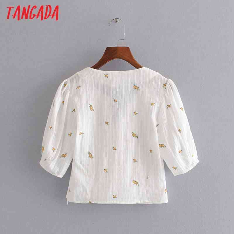 Women Retro Embroidery Romantic Summer Blouse Long Sleeve Chic Female Shirt Tops 3H99 210416