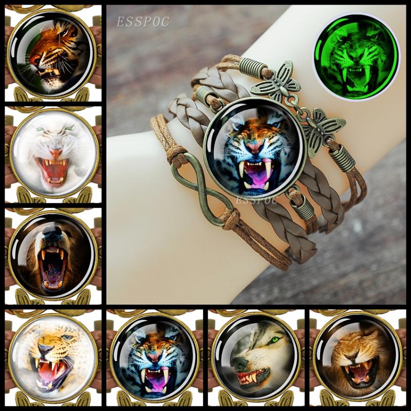 Charm Bracelets Esspoc Punk Mens Bracelet Cool Wolf Leo Tiger Po Glass Cabochon Glowing In The Dark Bangles Wholesale Drop, Golden;silver
Charm Bracelets Esspoc Punk Mens Bracelet Cool Wolf Leo Tiger Po Glass Cabochon Glowing In The Dark Bangles Wholesale Drop, Golden;silver