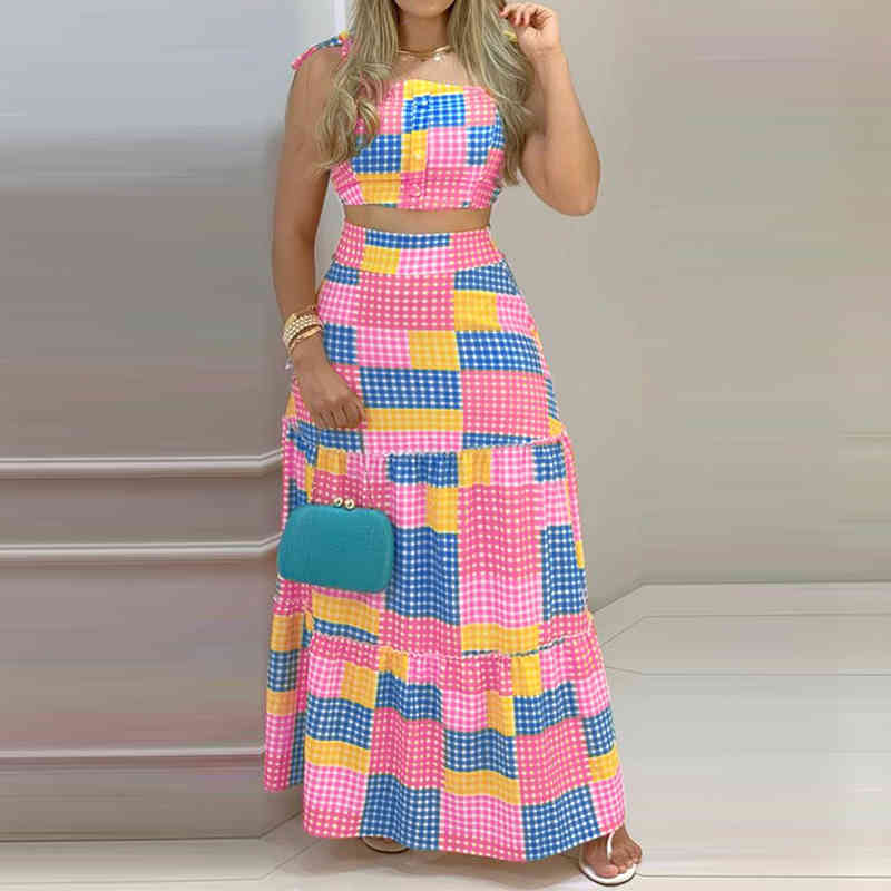 Two Piece Dress Set Sleeveless Camisole And Plaid Skirt Set Club Fashion Party Summer Women Dresses 210521, Pink
Two Piece Dress Set Sleeveless Camisole And Plaid Skirt Set Club Fashion Party Summer Women Dresses 210521, Pink