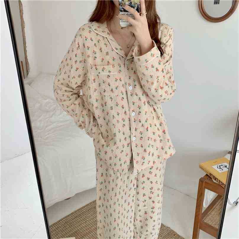 Two Pieces Suit Cardigans Cotton Gentle Nightwear Sweet Soft Casual Loose Fashion Floral Printing Pajamas Set 210525, Photo color
Two Pieces Suit Cardigans Cotton Gentle Nightwear Sweet Soft Casual Loose Fashion Floral Printing Pajamas Set 210525, Photo color