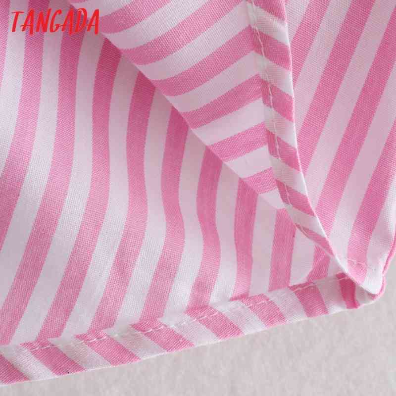 Women Vintage Striped Print Oversized Long Sleeve Chic Female Casual Loose Shirt QJ133 210416