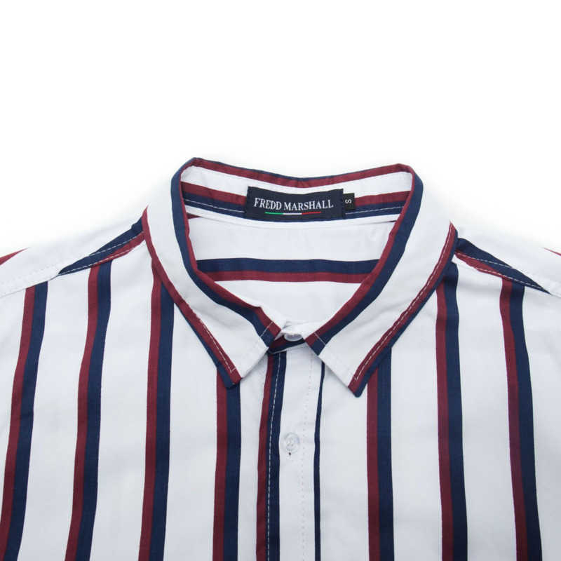 Men's Vertical Striped Shirts Casual Short Sleeve Chest Pocket Button Down Bowling Shirts 55916 210527