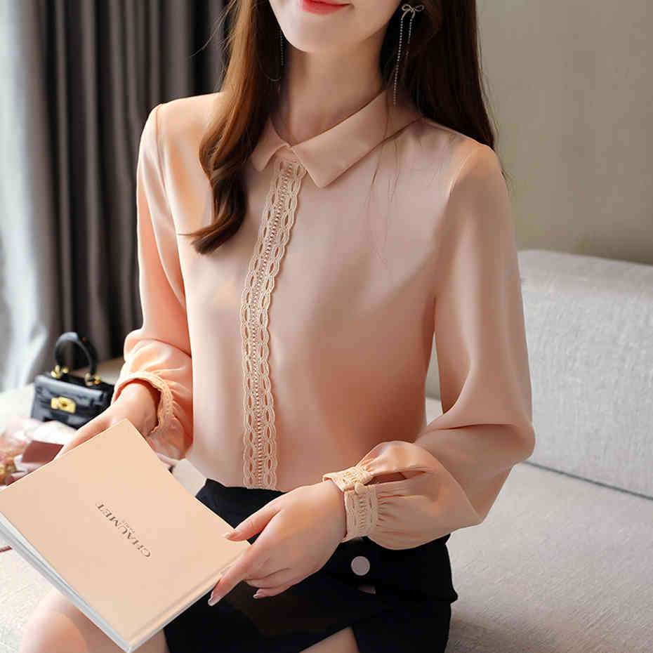 QoerliN White Blouse Women Fall Spring Long Sleeve Back Button Shirts Pulls Lantern Sleeve Workwear Elegant Tops Plus Size S2XL 210412