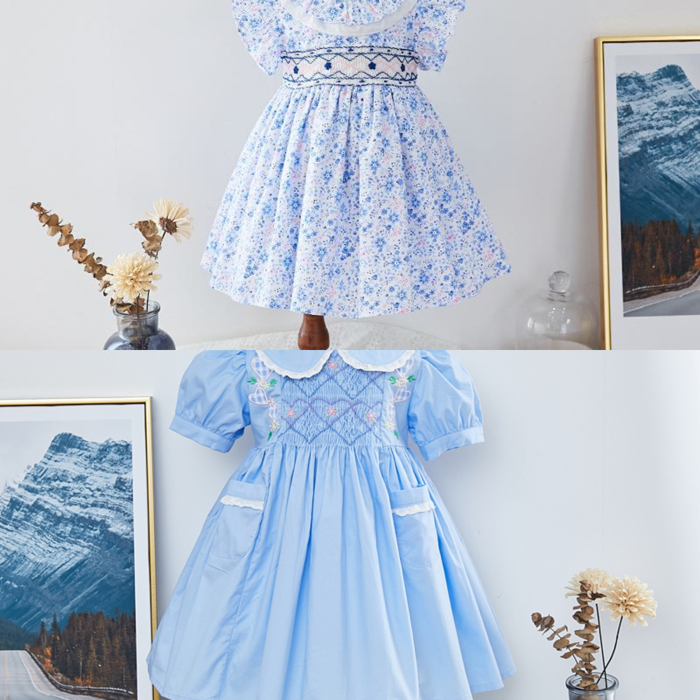 Baby Girl Smocked Floral DrInfant Smock Frocks Children Spanish Boutique Clothes Baby Girl Spain Handmade Smocking Dresses X0509, Sky blue
Baby Girl Smocked Floral DrInfant Smock Frocks Children Spanish Boutique Clothes Baby Girl Spain Handmade Smocking Dresses X0509, Sky blue