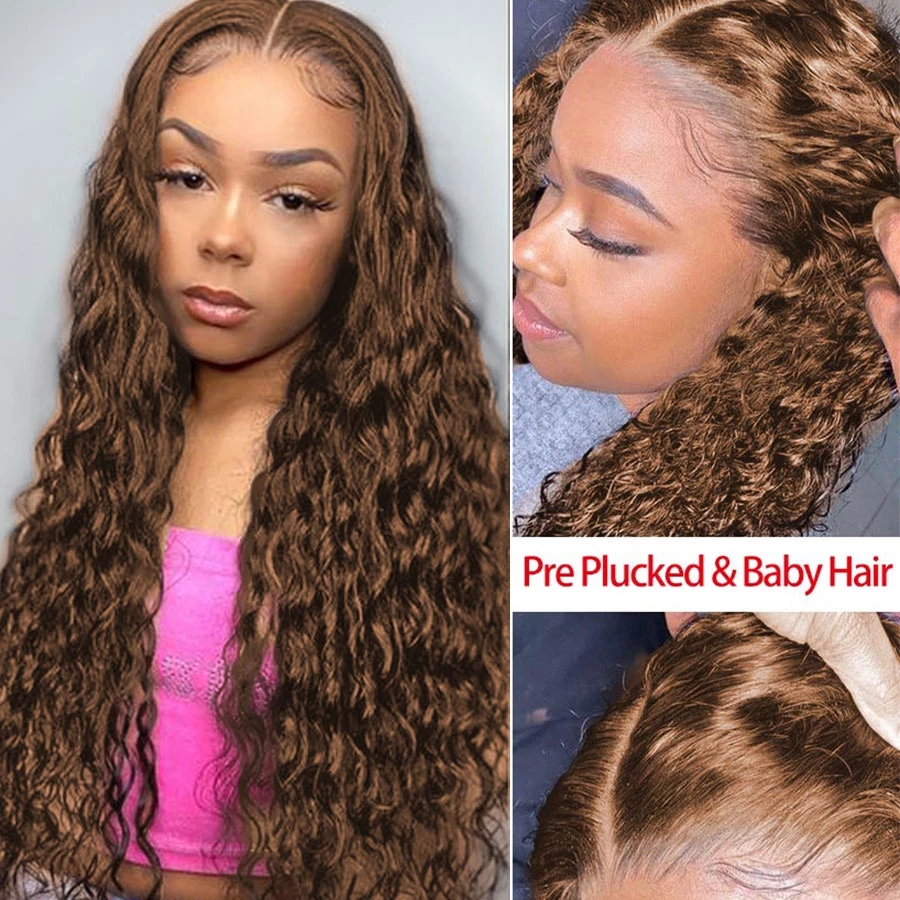 Dark Brown Kinky Curly 360 Frontal Wig Brazialian Full Lace Front Synthetic Wigs For Black Women 180% Density