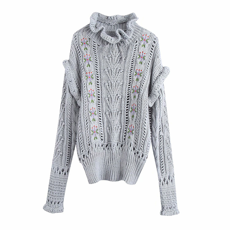 Summer Style Female British Style Retro Sweet Lace Collar Hollow Embroidery Long-Sleeved Women Sweater 210520, Gray
Summer Style Female British Style Retro Sweet Lace Collar Hollow Embroidery Long-Sleeved Women Sweater 210520, Gray