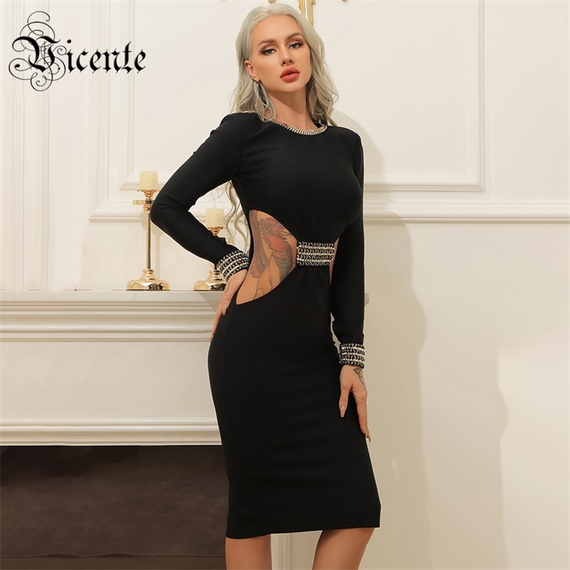 Chic Woman Black Dress Gorgeous Beads Design Sexy Waist Hollow Out Long Sleeves Celebrity Party Club Bandage Vestido 210520
Chic Woman Black Dress Gorgeous Beads Design Sexy Waist Hollow Out Long Sleeves Celebrity Party Club Bandage Vestido 210520