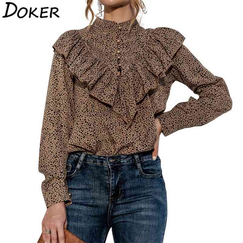 Polka Dot Print Long Sleeve Blouse Women Fashion Ruffles Stand Collar Plus Size Casual Shirts Elegant Office Lady Tops Blusa 210604, Khaki leopard
Polka Dot Print Long Sleeve Blouse Women Fashion Ruffles Stand Collar Plus Size Casual Shirts Elegant Office Lady Tops Blusa 210604, Khaki leopard
