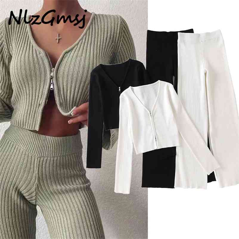 Suit Women Tracksuit Set Solid Zipper Crop Knit Jumper Pants Spring Fashion 2 Piece Tops and 210628, White
Suit Women Tracksuit Set Solid Zipper Crop Knit Jumper Pants Spring Fashion 2 Piece Tops and 210628, White