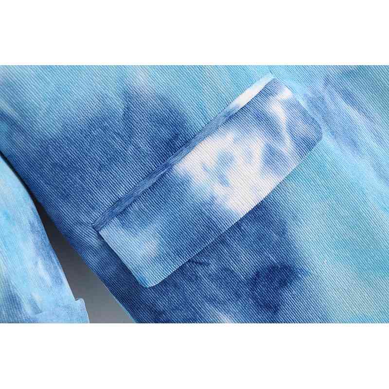stylish women corduroy tie dye blazers fashion ladies elegant long jackets casual female slim blazer girls chic 210527