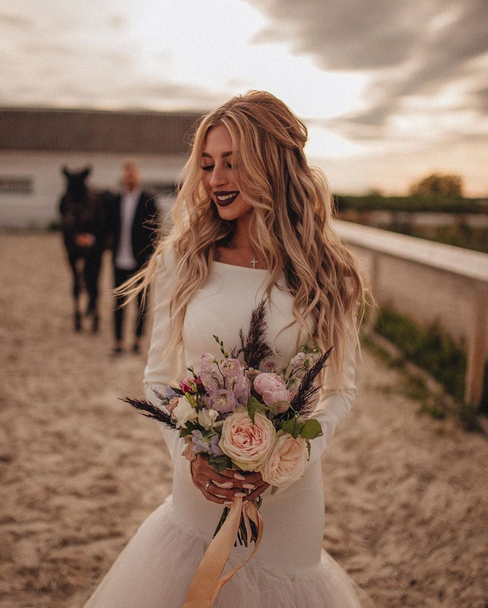 Bohemian Two Pieces Mermaid Wedding Dress 2021 Vintage Long Sleeve Bridal Gown O-Neck Simple Country Beach Bride Dresses Robe De Mariee