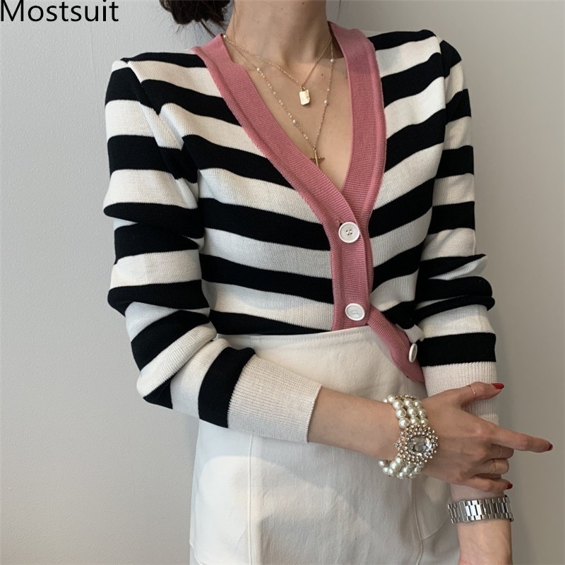 Autumn Korean Striped Knitted Cardigans Sweaters Women Long Sleeve V-neck Single-breasted Vintage Elegant Ladies Tops Femme 210518, Black
Autumn Korean Striped Knitted Cardigans Sweaters Women Long Sleeve V-neck Single-breasted Vintage Elegant Ladies Tops Femme 210518, Black