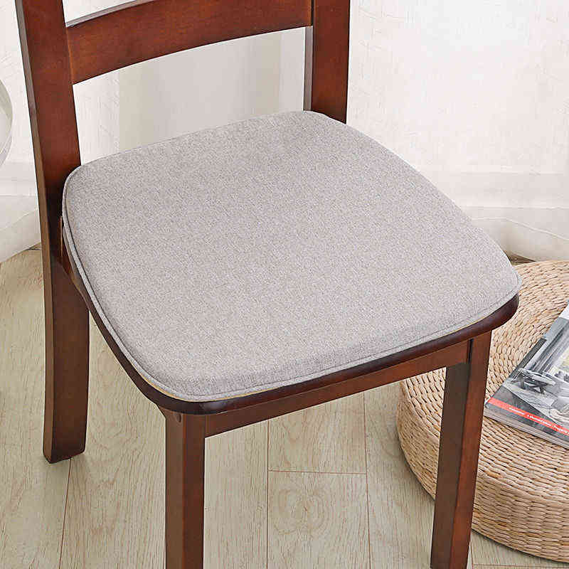 8 Color Linen Four Seasons Universal Dining Chair Cushion Chinese Thicken Non-slip Horseshoe Shape Pad Home Restaurant Mat 211203