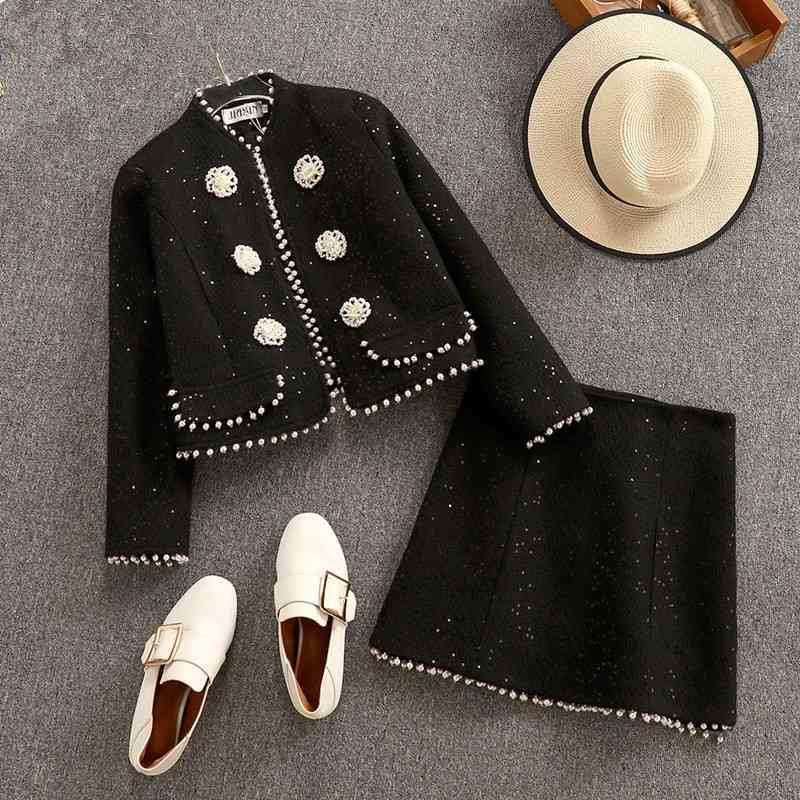 ZAWFL High Quality Women's Korean Sequins Tweed Set Winter Beading Deco Coat+ Mini Black Skirt 2 Piece 210525, Picture color
ZAWFL High Quality Women's Korean Sequins Tweed Set Winter Beading Deco Coat+ Mini Black Skirt 2 Piece 210525, Picture color