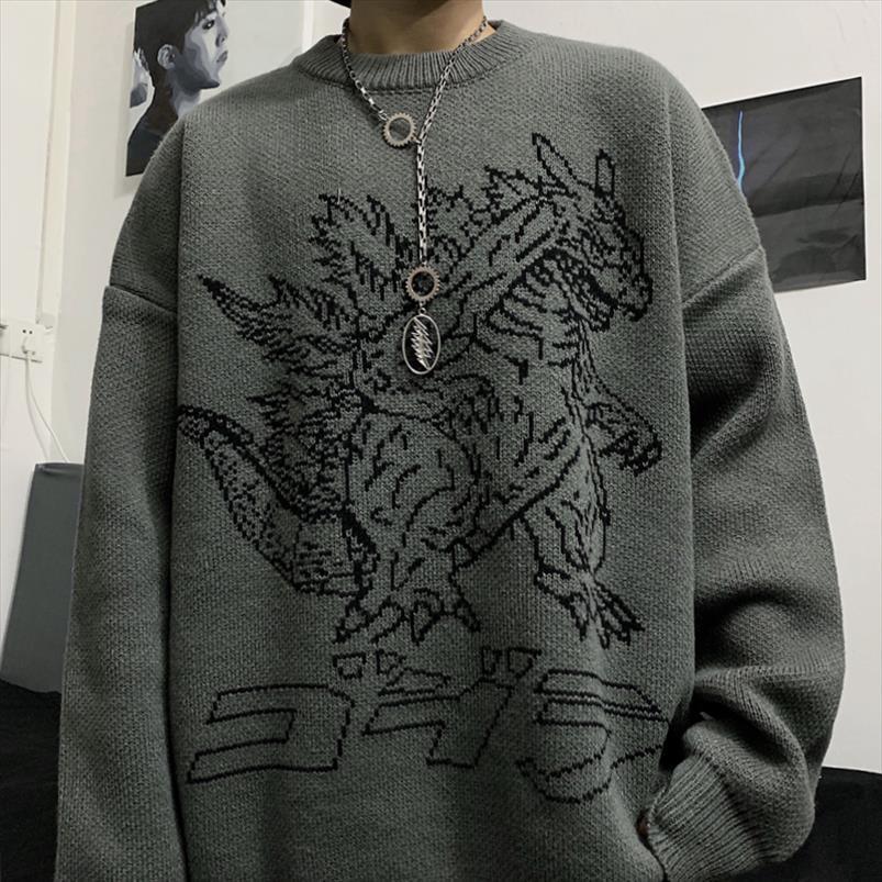 vintage loose pullover women sweater long sleeve dinosaur pattern knit jumpers korean fashion streetwear, White;black
vintage loose pullover women sweater long sleeve dinosaur pattern knit jumpers korean fashion streetwear, White;black
