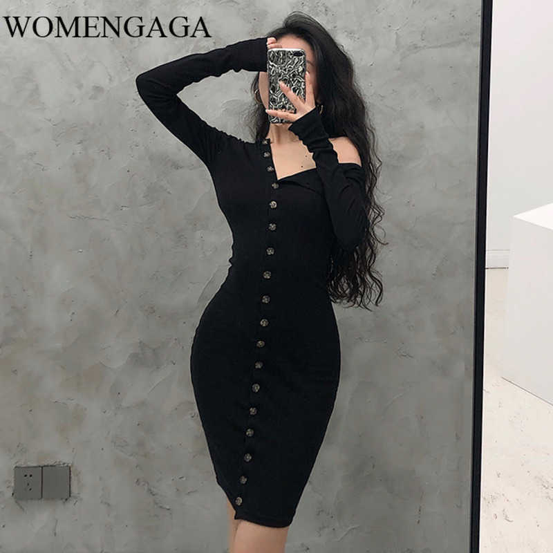 WOMENGAGA Elasticity Cotton Single-breasted Slim Sexy Off-shoulder Full Sleeve Asymmetrical Neck Fashion Dress N3PC 210603, Black
WOMENGAGA Elasticity Cotton Single-breasted Slim Sexy Off-shoulder Full Sleeve Asymmetrical Neck Fashion Dress N3PC 210603, Black