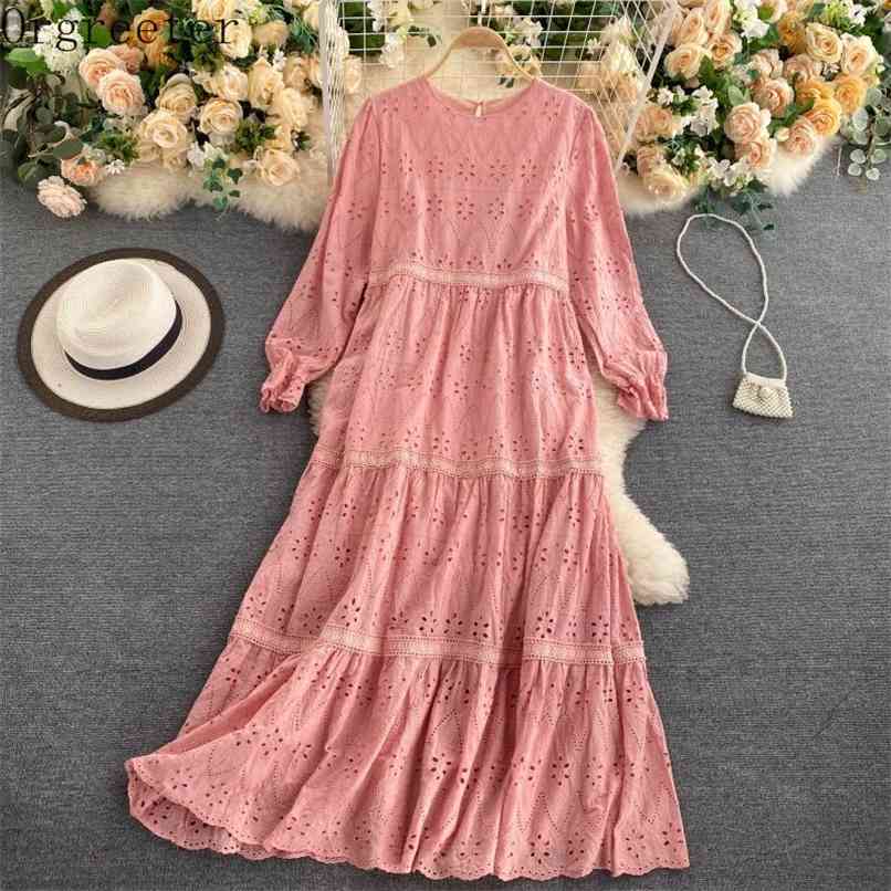 Plus size Women's Holiday Long Beach Dress Female Spring Fall Simple Solid Temperament O-neck Hollow Embroidery Loose 210602, Brown
Plus size Women's Holiday Long Beach Dress Female Spring Fall Simple Solid Temperament O-neck Hollow Embroidery Loose 210602, Brown