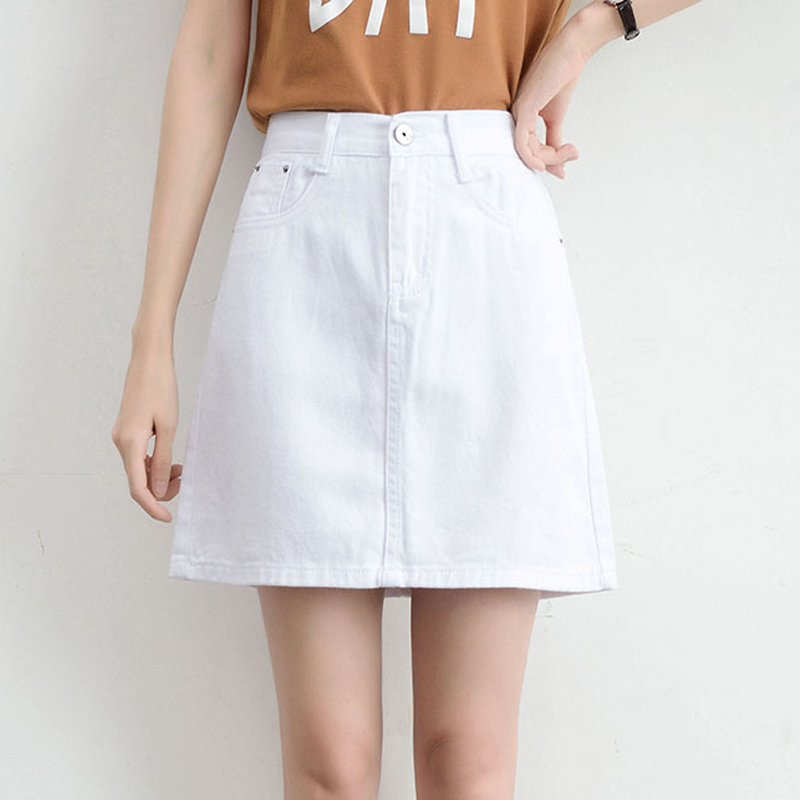 Jupe Femme Spring Denim Mini High Waist Korean Black Skirt Plus Size Cotton Short Jeans Skirts For Women 9583 210415