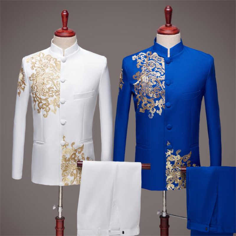 Blazer men Chinese tunic suit set with pants mens wedding suits singer star style dance stage cloth Chinese style formal dress X0615, White;black
Blazer men Chinese tunic suit set with pants mens wedding suits singer star style dance stage cloth Chinese style formal dress X0615, White;black