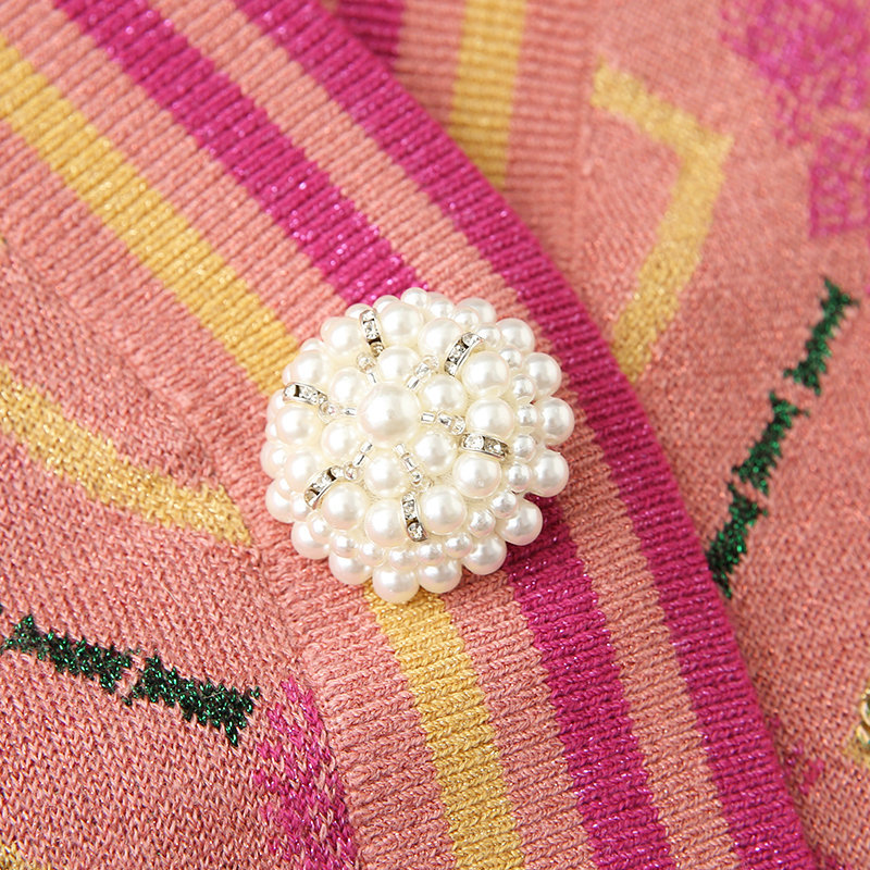 Fashion Spring Fall Knit Cropped Cardigan Lantern Sleeve Casual V-Neck Slim Argyle Women Sweater Outwear High Quality C-180 210522