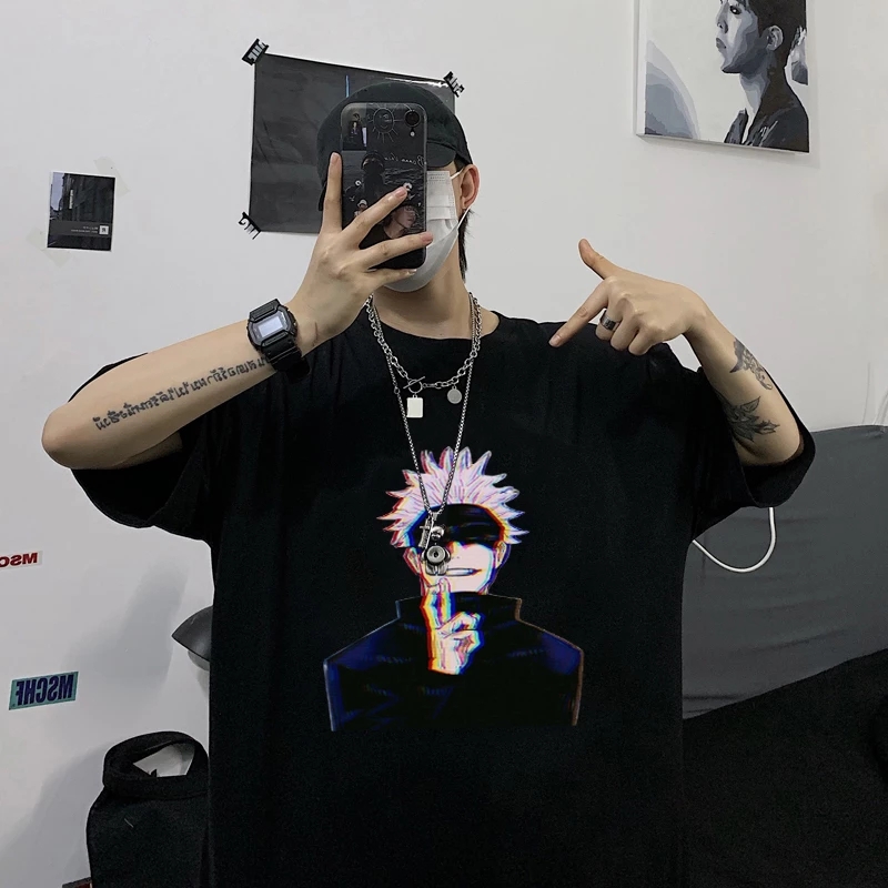 Gojo Satoru Anime Manga Jujutsu Kaisen Vintage Cartoon Harajuku T Shirt Men Women Tees Hip hop Loose Tops Men's T-shirt Clothes, Pink03
Gojo Satoru Anime Manga Jujutsu Kaisen Vintage Cartoon Harajuku T Shirt Men Women Tees Hip hop Loose Tops Men's T-shirt Clothes, Pink03