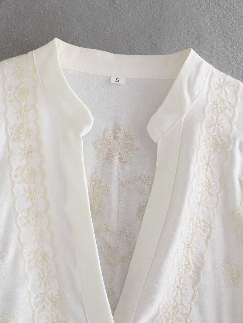 Vintage Women Soft Cotton Embroidery White Shirts Summer Fashion Ladies Elegant Loose Shirt Chic Girls Tops Sweet 210527